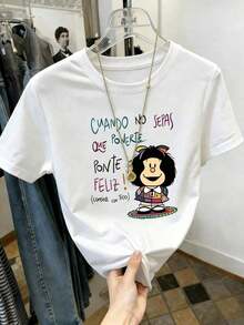 ¡Novedad! Blusa de manga corta para mujer, diseño liso, ideal para estar en casa o para uso casual. Oferta por tiempo limitado. Preciosa blusa, cómoda y de largo regular. Lavable a máquina.-Tela ligera y suave - Blanco - Ver 3