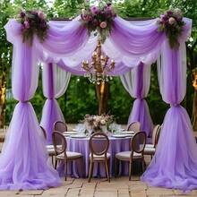 [26.2ft Polyester Wedding Draping] 26.2ft Long Polyester Elegant Dark Purple Sheer Chiffon Wedding Arch Draping Sheer Textured Fabric Durable Drapery Fabric For Outdoor Weddings, Valentine's Day, Christmas, And Party Decorations - Purple - View 5