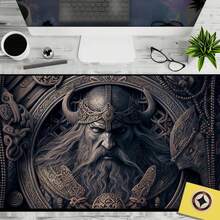 1 Peça Tapete de Mesa Estilo Viking - Mouse Pad de Borracha Antiderrapante Extra Grande - Tapete de Mesa com Design Estético - Tapete de Mesa Verde Fofo - Configuração de Desktop para Jogos - Mouse Pad de Teclado Gamer Extra Grande - Mouse pad - Visão 2