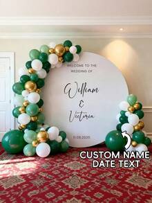 Customizable Round Backdrop (Excluding Stand), Personalized Round Wedding Arch Cover Background - Can Customize Any Text Design, Suitable For Wedding Ceremonies, Anniversary Parties And Event Styling, Modern Round Design, Smooth Texture - Multicolor - View 6