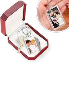 10/40pcs Transparent Rectangular Acrylic Photo Frame Keychains, Can Insert Large ID Photos, Double-Sided Blank Rectangle, DIY Hanging Photo Frame, Wedding Favors, Suitable For Decorating Various Keys - Multicolor - View 5