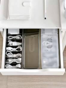 1pc Cable Organizer Box, Cord Storage Box, Desktop Cable Management, Multi-Compartment Cable Box, Dustproof Storage Container, Charger Organizer, Earphone Storage Box, Small Accessories Organizer Case, Home Office Desk Organizer - View 8