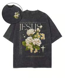 1 pieza Camiseta de manga corta de cuello redondo oversize unisex desgastada y lavada, 100% algodón pesado de 220g, diseñada por artistas Y2K estilo americano vintage, estampado gráfico de nombres de ciudades, ideal para uso diario, conciertos y festivales - Negro - Ver 6