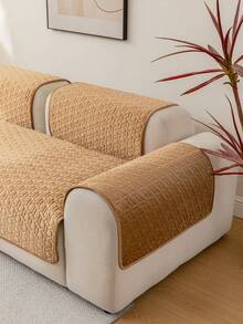 1 tấm bọc ghế sofa bằng nhung màu trơn, thoáng khí và mềm mại cho mùa xuân/hè, có thể giặt máy, thân thiện với thú cưng, bền bỉ cho mọi mùa, bảo vệ đồ nội thất và trang trí ngày lễ, phù hợp với tay vịn và tựa lưng của ghế sofa 1/2/3/4 chỗ ngồi. - Màu Khaki - Xem 9