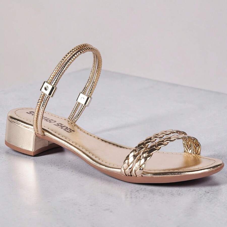 Women's Sandal With 3cm Block Heel, Versatile 2-In-1, Comfortable 2-Strap Clog - Gold - View 1