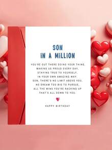 1pc "Son In A Million" Inspirational Birthday Card With Envelope, Heartfelt Poem Greeting For Son, Suitable For Birthday & Special Occasions, Blank Inside - A - View 6