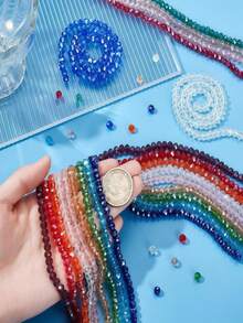600Pcs 3mm AB Color Faceted Crystal Glass Beads, Rondelle Loose Spacer Beads For Jewelry Making DIY Crafts Wind Chimes Suncatchers Bracelets Necklaces - Multicolor - View 7