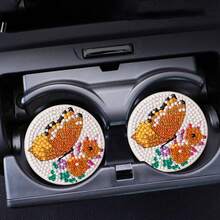 2pcs DIY Diamond Painting Car Cup Coasters, 2.8 Inch Anti-Slip Coasters, Universal Car Interior Decor, Shiny Feminine Style, Multipurpose For Car, Home And Office Desk - View 24