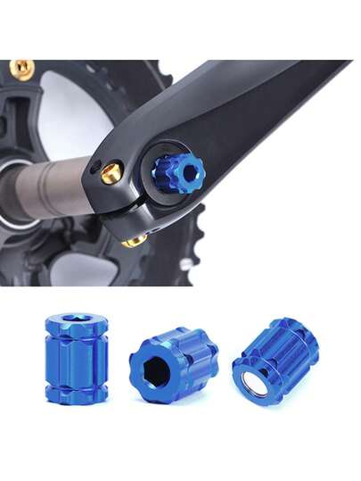 1件装自行车飞轮拆卸工具铝合金曲柄安装工具，带扳手，适用于HollowTech XT自行车维修，拆卸安装曲柄臂调节盖