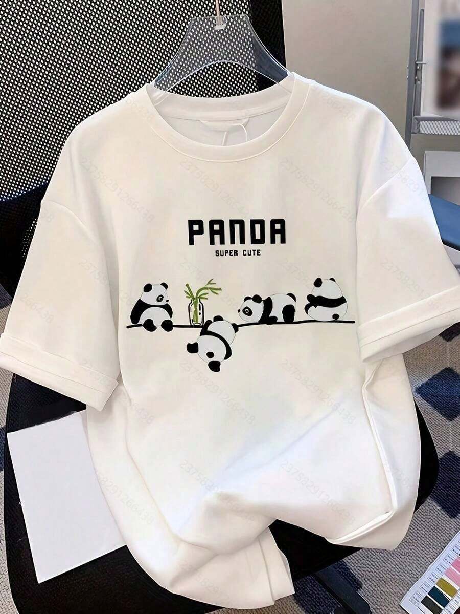 1 pieza de camiseta de verano de talla grande para mujer - Color puro, corte holgado, cuello redondo, manga corta, adecuada para uso casual de verano, lavable a máquina, camiseta para uso diario, 180g, 100% algodón, los diseños están impresos. Unisexo. - Blanco - Ver 1