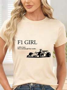 GiftCamiseta de  con Estampado de Letras para Uso Diario y OcioSoft - Albaricoque - Ver 7