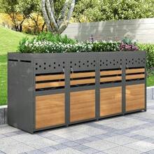 Storage Unit For 4 Bins With Green Roof, 120-240 Litres, Anthracite, Wood-Look Door, With Extension Option, Bin Storage Box, Bin Storage Unit (Bin Not Integrated) - View 7