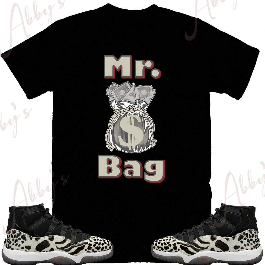 Camiseta Mr Bag a juego con Airs Jordans Retro 11 Animal Instinct, camiseta Retro 11 Animal Instinct, camiseta 11 Animal Sneaker - forma - Ver 1