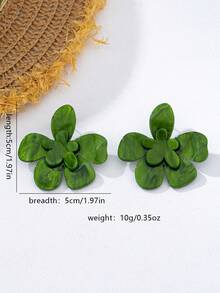 1 Đôi bông tai đinh tán hình hoa bằng acrylic thời trang, sáng tạo, thích hợp để đeo hàng ngày. - màu xanh lá - Xem 5