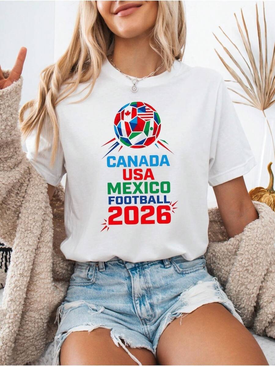 Camiseta de Fútbol Internacional, Camiseta de Canadá, México, EE. UU., Regalo para Fanáticos del Fútbol, Fútbol Global 2026, Campeonato 2026, Camiseta para Fanáticos del Deporte - Negro - Ver 1