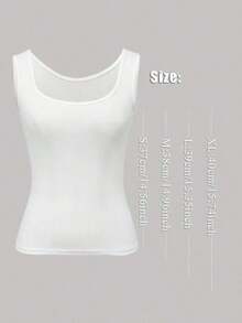 Women's Square Neck Seamless Camisole Basic Black Slim Fit Sleeveless Shirt Vest Underwear Ribbed Double Layer Lining Camisole Spaghetti Strap Top Minimalist Shirt Spring/Summer Activewear Wide Strap Camisole Elastic Sportswear U-Neck Outdoor Vest Ladies Sleeveless Undershirt Fashion Daily Wear - White - View 2