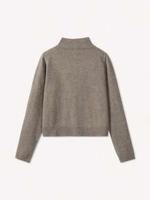 Cárdigan de punto de mujer para primavera/otoño, estilo minimalista casual, cuello redondo con detalle acanalado, de un solo botonadura, de tela gruesa ajustada y abierta, blusa elegante de dama, suéter de dama para Año Nuevo - Marrón - Ver 7