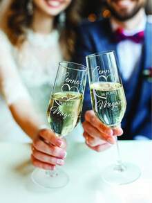 1件可客製化香檳杯－可添加蝴蝶結與姓名｜優雅長梗杯｜適合伴娘、婚禮週年與情人節的理想禮物｜奢華紀念品｜建議手洗｜適合情侶的浪漫禮物｜玻璃材質，個性化禮物，祝酒杯 - 彩色 - 查看 8
