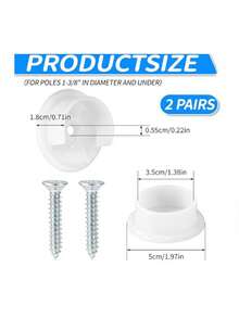 1pc Plastic Wardrobe Rod Socket, White Wardrobe Rod Rack, Wardrobe Rod Bracket, Shower Rod Bracket, Closet Pipe Support, Bathroom - White - View 4
