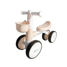 Baroni Toys Bicicleta sin pedales de 4 ruedas para niños a partir de 3 años, primeros pasos con luces y sonidos, cesta portaobjetos, balance bike, ideal para el desarrollo motor y la coordinación, 55 * 22 * 42 cm, azul, rosa, verde, beige - Beis - Ver 1