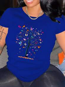 Camiseta Casual de Manga Corta con Estampado Personalizado - Blanco - Ver 5