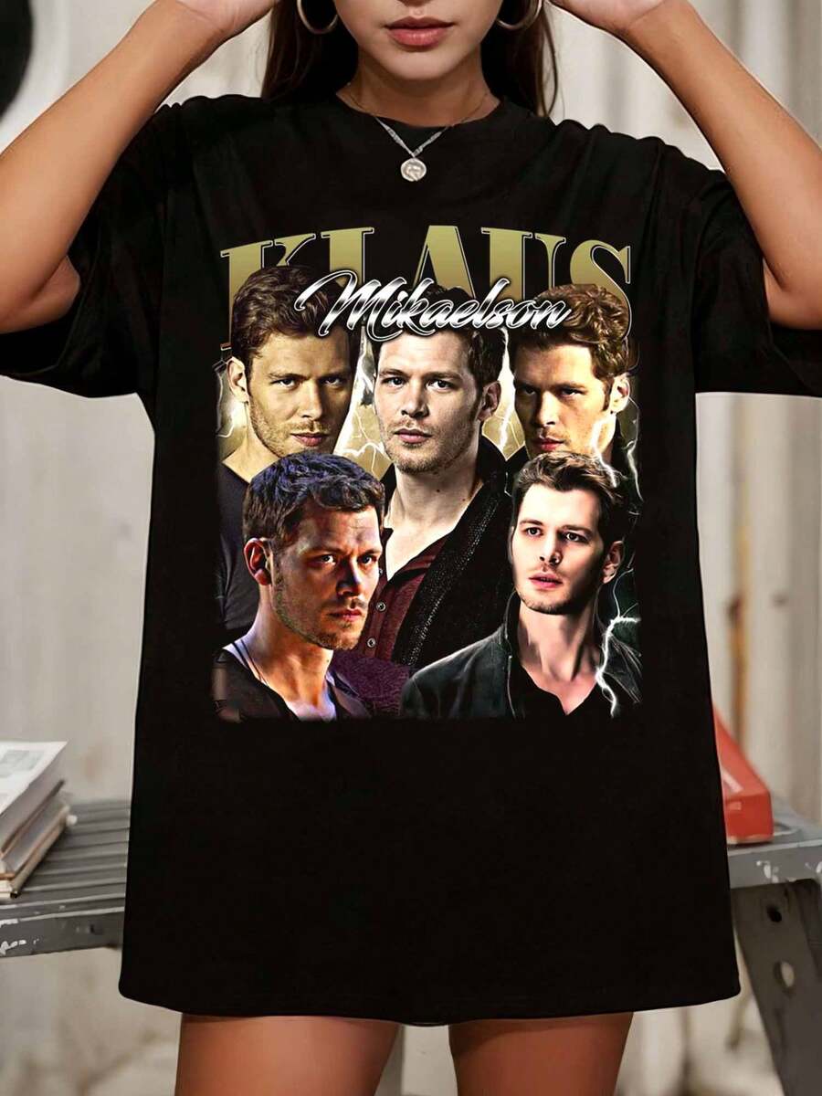 Elijah Mikaelson Vintage T-shirt Limited Collection - TV-serie hyllnings-T-shirt (1) - Svart - Visa 1