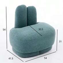 Cozy Fabric Pouf With Bunny Ears, Fixed Padded Stool With Cute Ears, No Storage Space, Non-Removable - Green - View 9