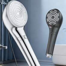 Dual-Color Multi-Gear Pressurized Shower Head - Upgraded Bathroom Shower Experience! Silver-Black Dual-Color Suits Different Decoration Styles, Multi-Mode One-Key Switching (Soft Skin / Pressurized, Etc.), Comfortable Water Flow Enveloping The Body, Tool-Free Installation Fits Most Shower Hoses, Combining Aesthetics And Practicality - Multicolor - View 5