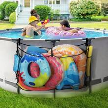 1pc Swimming Pool Hanging Storage Bag, Outdoor Pool Fence Hanging Bag, Large Capacity Swim Ring Storage Bag, Inflatable Toy Storage Bag, Outdoor Inflatable Pool Essential, Beach Holiday Family Gathering Essential, Inflatable Pool Floating Items Portable Storage, Swimming Pool Toys & Swim Rings Storage - Multicolor - View 4