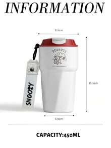 SNOOPY 1 Peça Copo Térmico Isolado a Vácuo de Aço Inoxidável de 450ml, Caneca de Café de Grande Capacidade, Copo para Carro, Copo Portátil com Palha e Tampa para Uso Externo, Mantém as Bebidas Frias - Multicolorido - Visão 10