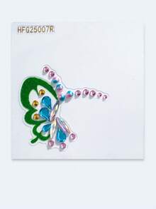 1 pieza Pegatina de media luna con mariposa y cristales de estrás, joya facial autoadhesiva, pegatina de maquillaje para escenario, adecuada para uso diario, festivales y fiestas para realzar la sofisticación del maquillaje - Multicolor - Ver 14