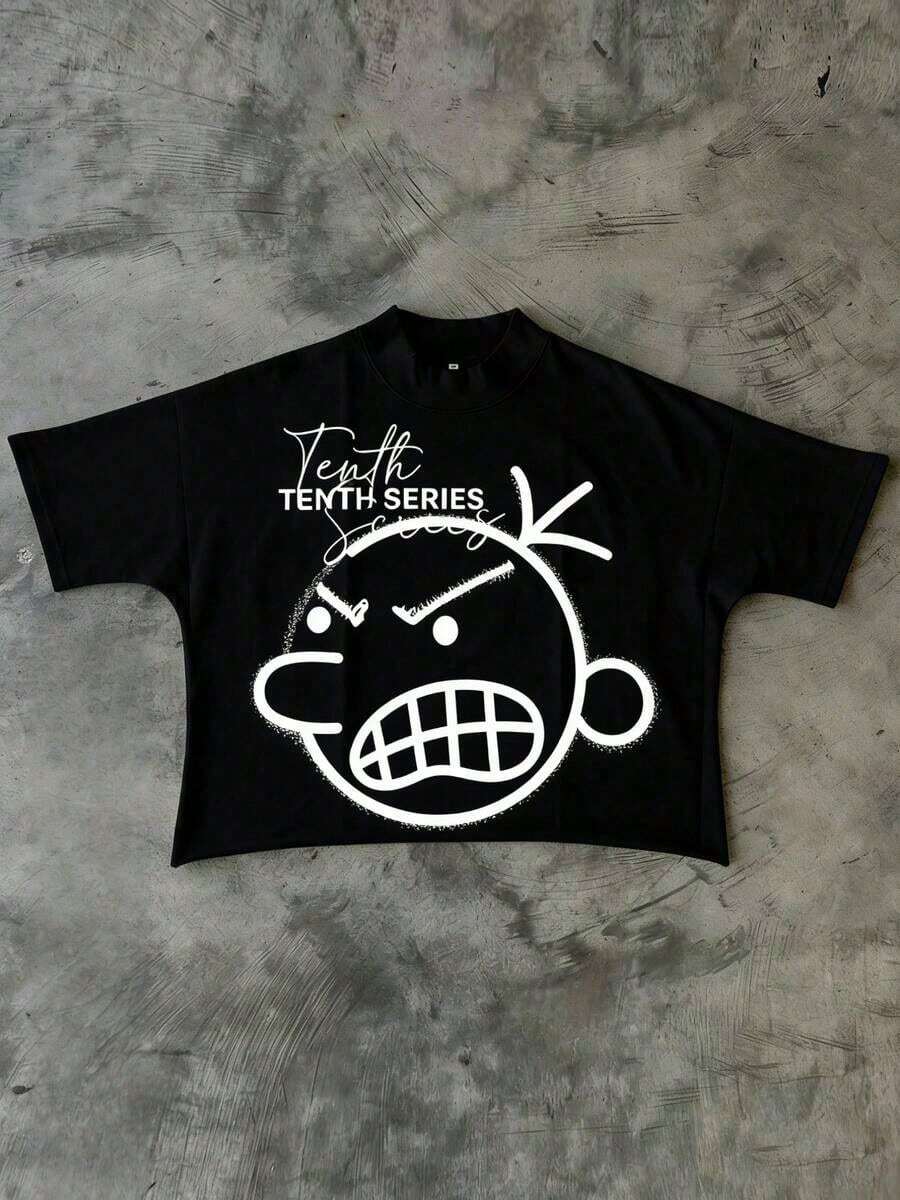 1 Women's T-Shirt, Series Ten Y2k Hop Rapper Punk, (1 Piece) 100% Cotton, Casual Printed T-Shirt, Round Neck, Short Sleeve, Cotton T-Shirt, Gift, Summer, Unisex, 180g 100% Cotton, All Designs Are Printed. Unisex. - 黑色 - 查看 1