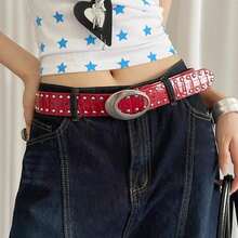 2026 New Y2K Baddie Style Rivet Belt, Crocodile Embossed Leather Belt With High-End Feel, Suitable For Jeans - A - View 8