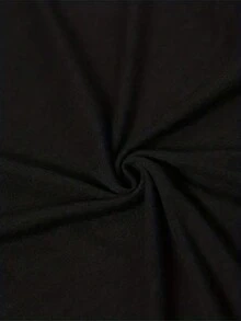 Talla grande, camiseta de verano casual de cuello redondo para mujer de talla grande con estampado de letras, top versátil para el día a día, ropa de mujer de talla grande, camiseta cómoda de algodón. - Negro - Ver 5