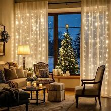 Battery Powered LED Curtain Lights - 8 Fairy Tale Lighting Modes, Suitable For Christmas, Weddings And Parties - Indoor Holiday Decor - Battery Box Curtain Light String - View 6
