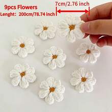 1 Piece Hand Woven White Daisy Wreath Set -8 Pieces Set For Home Wall Decoration, Farmhouse Countryside Style Front Door Decoration - Multicolor - View 8