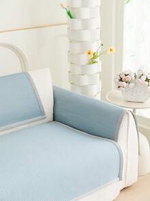 1 chiếc đệm sofa mùa hè mát mẻ và chống trơn trượt, đệm ngồi mùa hè kiểu waffle hình hạt đậu mát lạnh bằng lụa băng, tấm phủ mùa hè phù hợp cho sofa hình chữ L và sofa 1/2/3/4 chỗ ngồi (Bán lẻ từng chiếc) - Màu xanh lam - Xem 5