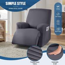 4-Piece Stretch Recliner Chair Covers For Oversized Recliners, Washable Polyester Soft Fabric Furniture Protector - Multicolor - View 2