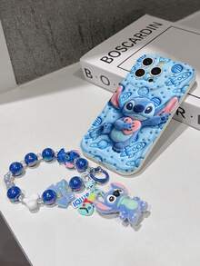 Disney Has Authorized, Phone Case - Chain Set, The Stitch Lilo & Stitch 3D Phone Case Plus A Silicone 3D Stitch Bracelet With Metallic Ring Removable Bracelet, Stitch And Angel Pattern, Compatible With Iphone17/16/15/14/13/12/11/XS/XR/X Plus Pro Max, A Stylish Cartoon Phone Case, The Perfect Gift Choice, Phone Protection, Durable Phone Cover, Great Gift For Friends And Family. - 白色 - 查看 5