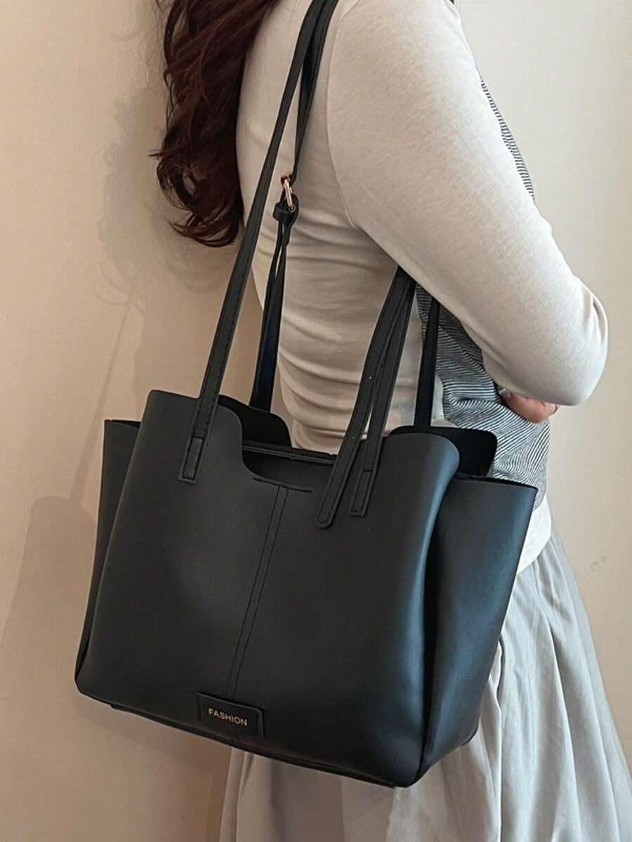 1pc Solid Color Quilted Women's Tote Bag, Practical PU Large Pocket Design, Elegant Ladies Tote Bag, Multi-Pocket Women's Work Bag & Casual Bag, Can Accommodate Laptop, Tablet, Wallet, Cosmetics, Ideal For Commuting, Shopping, Travel In Summer, Great Gift, High-Quality Ladies Handbag