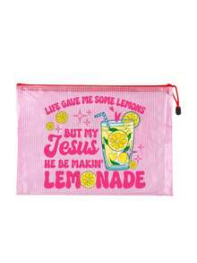 Lemons Christian Mesh Zipper Pouch, Inspirational Lemon Print Transparent Cosmetic Bag, Religious Faith-Based Organizer , Waterproof Mesh Makeup Pouch For Church, Travel, And Daily Use, Large Capacity Transparent Cosmetic Bag With Nylon Zipper - Multicolor - View 16