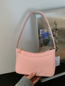 Bolso de red con flores y rosas para niña; Nuevo estilo de bolso de mano para cena; Bolso de hombro fresco y sencillo; Bolso de mano con flores - Rosa - Ver 4