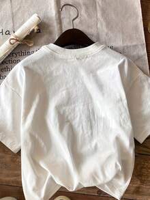 Letter And Car Print T-Shirt, Short Sleeve, Round Neck, Casual Style For Summer And Spring, Women's Clothing Y2k - 黑色 - 查看 2