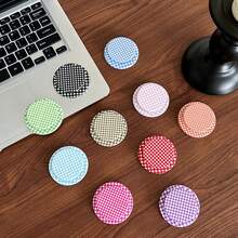 Minimalist Checkerboard Pattern Grid Pattern Ins Style Magnetic MagSafe Phone Holder Round Collapsible Checkered Phone Grip Foldable Extendable Design Elegant Color Scheme Spring Mother's Day Gift - Multicolor - View 2