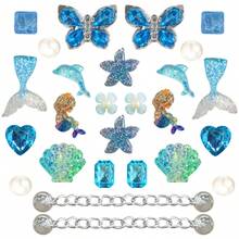 Set de 26 piezas de botones decorativos elegantes franceses con moños y flores para DIY en sandalias - Azul menta - Ver 11