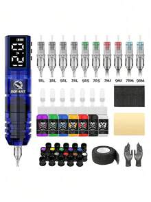 Wireless Tattoo Machine Kit, Professional Tattoo Pen Set Including Tattoo Needles And Tattoo Ink, Suitable For Beginners And Artists - Multicolor - View 11