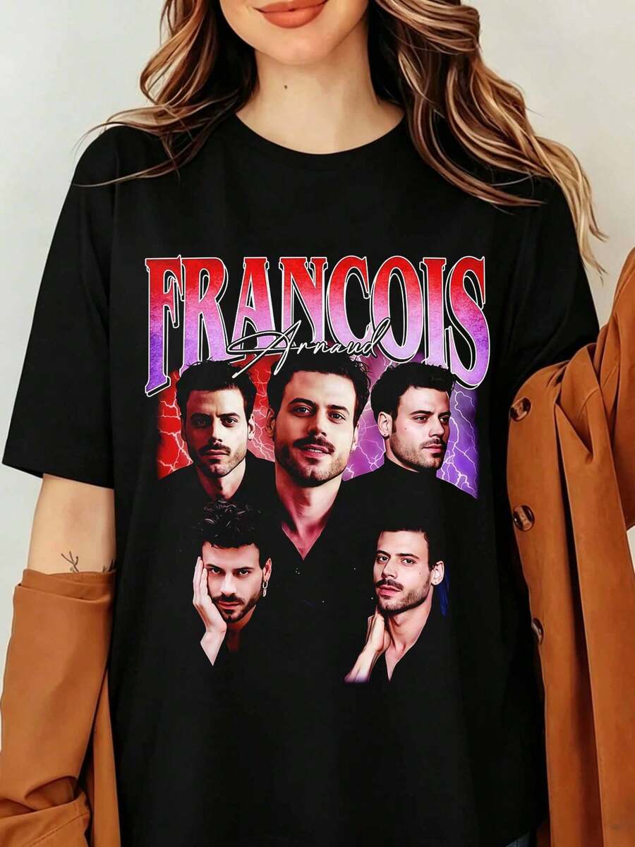 François Arnaud Vintage anni '90 Bootleg Unisex Attore Film Grafica Ritratto Stampa Foto, Maglietta per i fan di Cesare Borgia, Maglietta Manfred Bernardo, Maglietta Merchandising François Arnaud - nero - Visualizzare 1