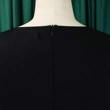 Vestido ajustado con lentejuelas, elegante y veraniego para oficina, talla grande para mujer - Negro - Ver 7
