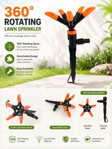 1 vòi phun nước tưới cỏ tự động xoay 360° với phạm vi phủ sóng rộng, thích hợp cho việc tưới cỏ sân vườn và làm mát trên mái nhà. - C - Xem 5