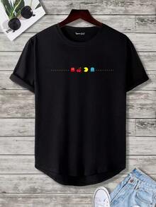 1pscManfinity Homme Camisetas de algodón para hombre con corte ajustado, cuello redondo, mangas cortas, gráficos lindos para uso casual de verano hechas de poliéster100%cotton100% Cotton100% Cotton100% Cotton - Negro - Ver 1